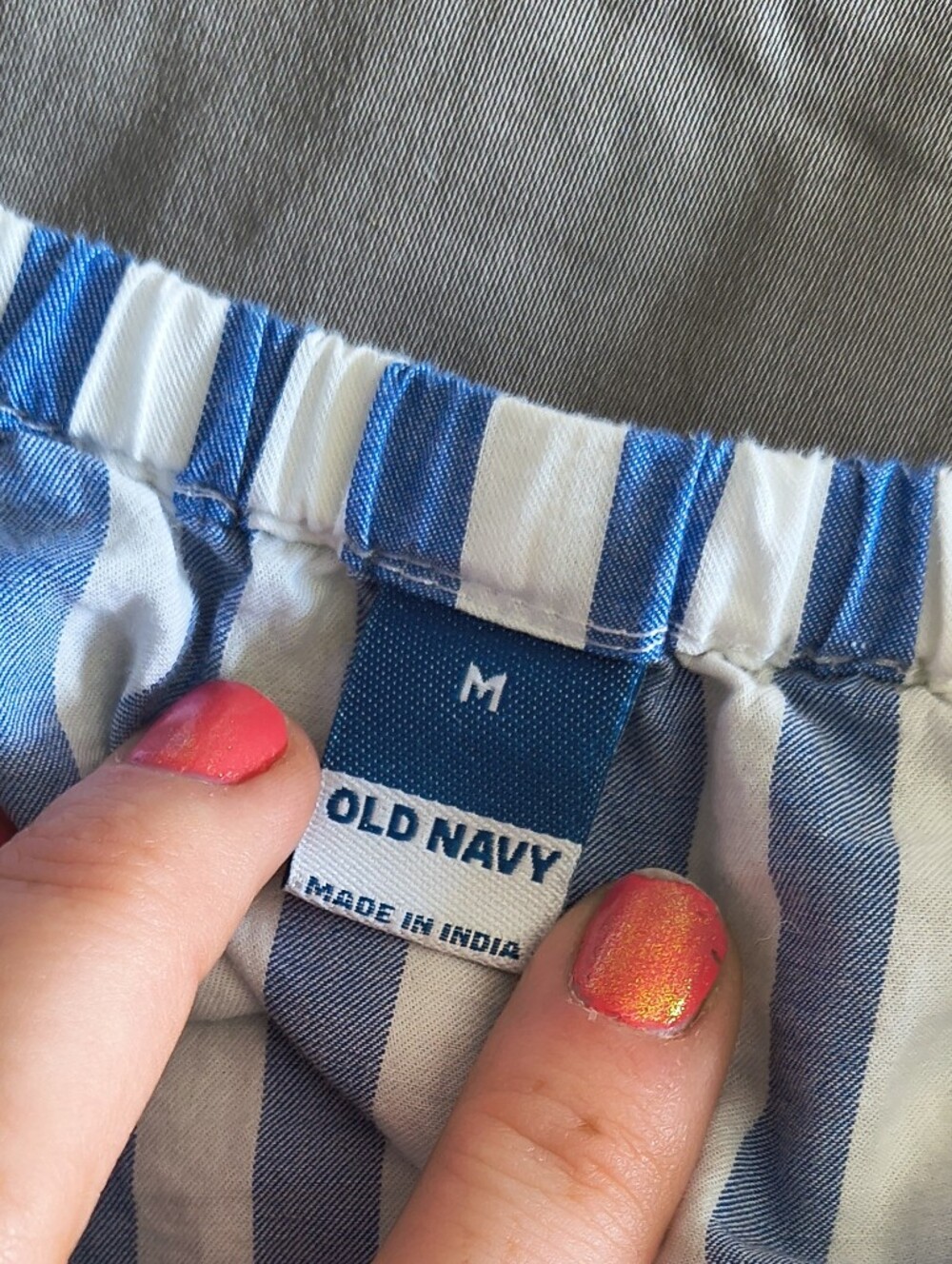 Old Navy Blue and White Striped Tie-Shoulder Tank - Picture 3 of 3